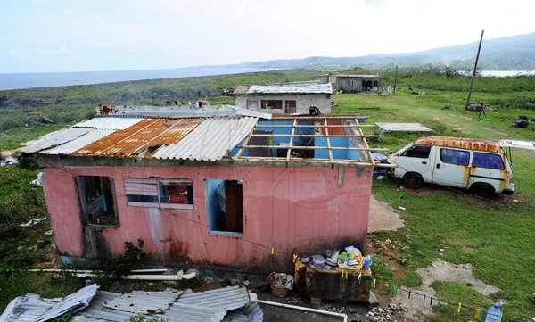 Ricardo Makyn/Staff Photographer 
 House's affected by the winds from Sandy in  Sandshore   Manchioneal Portland  due to  the passage of  the Hurricane