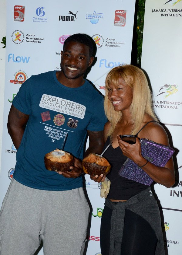 Winston Sill/Freelance Photographer
Dinner for Athletes who participated in the Jamaica International Invitational (JII) track and field meet, held at the Jamaica Pegasus Hotel, New Kingston on Friday night May 2, 2014. Here are Justin Gatlin and a friend.