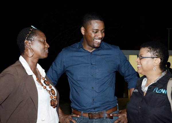 Winston Sill/Freelance Photographer
Dinner for Athletes who participated in the Jamaica International Invitational (JII) track and field meet, held at the Jamaica Pegasus Hotel, New Kingston on Friday night May 2, 2014. Here are Grace Jackson (left); Jenson Sylester (centre), Director, Columbus Business Solutions; and Jeanette Lewis (right), Public Relations Manager, Flow.
