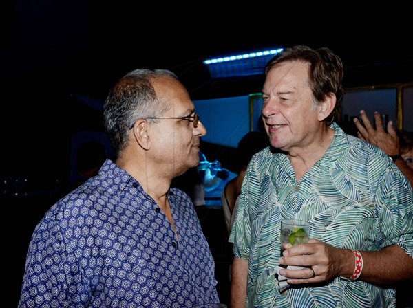 Winston Sill/Freelance Photographer
The American Women's Group of Jamaica (AWGJ) host Escapade Party, held at AISK, College Green Avenue, Hope Pasters on Saturday night May 17, 2014. Caught in discussion are Rajiv Bakahi (left) and Mark Jones