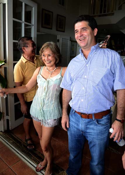 Winston Sill/Freelance Photographer
Thalia Lyn host Sunday Brunch, held at Ordon Close, Stony Hill on Sunday November 17, 2013. Here are Capt. Michael Lyn (left); Thalia Lyn (centre); and William Mahfood (right).