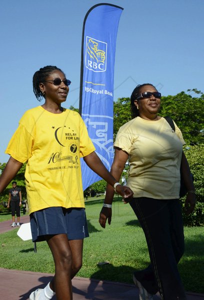 Rudolph Brown/Photographer
RBC Royal Bank Caribbean Children's Cancer Fund, " A Mile for a Child" join with family and friends participate in a charity walk and a fun class of Zumba and aerobics session at the Emancipation Park in New Kingston on Saturday, September 8-2012