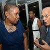 Rudolph Brown/Photographer
Dennis Lolar, Board Director chat with Iva Glouden Ambassador of Trinidad and Tobago to Jamaica at the Caribbean Airlines awards and Corporate Event at the Jamaica Pegasus Hotel on Friday, November 15, 2013