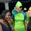 Rudolph Brown/Photographer
7th Heaven Frequent Flyer Cecile Bryan, (left) chat with  Laila Bennett, (centre) and Alecia cabrera, Senior Marketing Manager at the Caribbean Airlines awards and Corporate Event at the Jamaica Pegasus Hotel on Friday, November 15, 2013