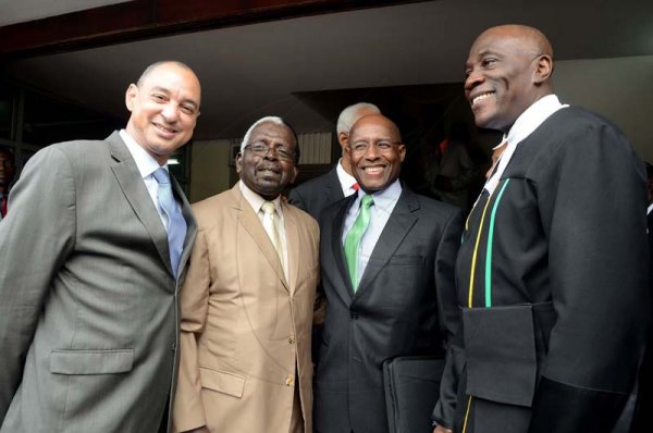 Kenyon Hemans/Photographer<\n>The Opening of Parliament<\n>A circle of distinguished men. From left: Senator Don Wehby, Pernael Charles, AybinHill and Bryan Sykes.