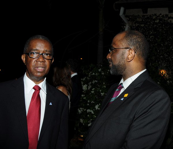 Winston Sill / Freelance Photographer
Christopher  Issa and wife Kimberly host Receptioin for visiting Prince Michael of Kent, held at Montrose Road on Wednesday night April 16, 2013. Here are Dr. Lucien?? Jones (left); and Earl Jarrett (right).