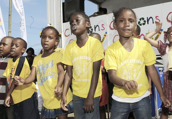 Gladstone Taylor / Photographer

Students from the Wilbert Stewart Basic School provided musical entertainment yesterday at an after school event for children from early childhood institutions in Downtown Kingston. The function was held at the Gleaner's car park along East Street in Central Kingston.