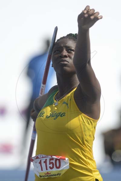 Shorn Hector/Photographer Jewel Collins of St Jago High competing in girls javelin throw open on day four of the ISSA/GraceKennedy Boys and Girls’ Athletics Championships held at the The National Stadium in Kingston on Friday March 29, 2019