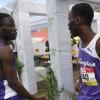 Shorn Hector/Photographer Giovouni Henry of Kingston College talks with brother Gianni after competing in the boys class two 800m on day three of the ISSA/GraceKennedy Boys and Girls’ Athletics Championships held at the The National Stadium in Kingston on Thursday March 28, 2019