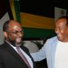 Jermaine Barnaby/ Freelance PhotographerHon. Michael Lee-Chin (right) chairman of the Economic Growth Council and Earl Jarret, General Manager of the Jamaica National Group, enjoying each others company at the Jamaica Diaspora 55 held at the Jamaica Conference Centre in Kingston on Tuesday July 25, 2017.