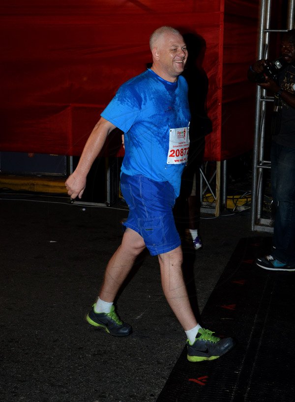Winston Sill/Freelance Photographer
Digicel Foundation 5K Run/Walk for Special Needs, held on the Waterfront, Downtown Kingston on Saturday night  October 11, 2014. Here is David Hall, former CEO, Digicel.