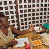 Jermaine Barnaby/Photographer
Jermaine Barnaby/Photographer
Jennifer Small (left) radio personality and her guest Yvette Dewar Finance manager Illuminat Jamaica had quiet a treat  of a meal during restaurant week on Tuesday, November 12, 2013 at Saffron Indian cuisine, Market Place.