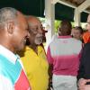 Rudolph Brown/Photographer
His Royal Highness Prince Edward, The Earl of Wessex the Duke of Edinburgh in greets Maurice Foster, (second left) and Carlyle Hudson at the Duke of Edinburgh Golf Tournament at Caymanas Golf Club on Sunday, March 2, 2014