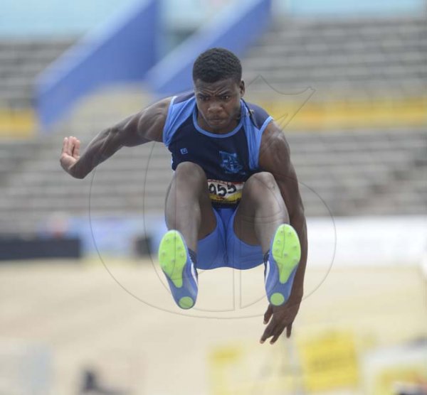 Shorn Hector/Photographer Dario Beckford of Mannings School participating in the boys decathalon long jump on day two of the ISSA/GraceKennedy Boys and Girls’ Athletics Championships held at the The National Stadium in Kingston on Wednesday March 27, 2019