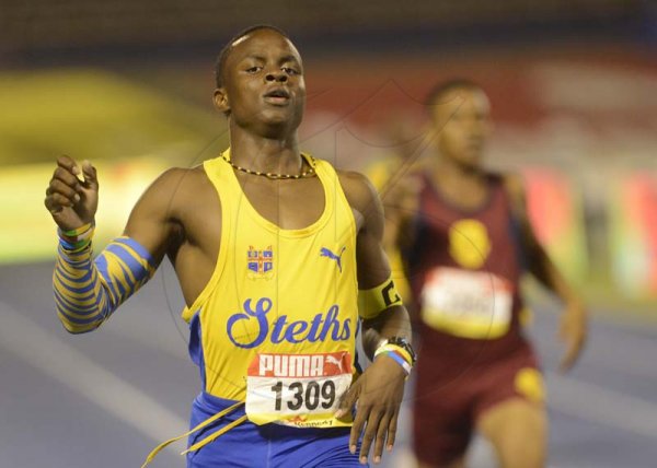 Shorn Hector/Photographer Winston Harrison of St Eliabeth Technical wins section two of the boys decathalon 400 eters dash on day two of the ISSA/GraceKennedy Boys and Girls’ Athletics Championships held at the The National Stadium in Kingston on Wednesday March 27, 2019