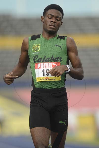Shorn Hector/Photographer Christopher Taylor of Calabar High wins heat one of the boys400 meters dash on day two of the ISSA/GraceKennedy Boys and Girls’ Athletics Championships held at the The National Stadium in Kingston on Wednesday March 27, 2019