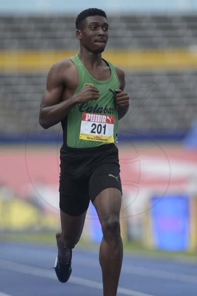 Shorn Hector/Photographer Evalso Whitehorne of Calabar High wins heat five of the boys 400 meters dash on day two of the ISSA/GraceKennedy Boys and Girls’ Athletics Championships held at the The National Stadium in Kingston on Wednesday March 27, 2019