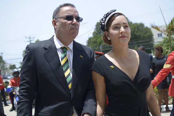 Shorn Hector/Photographer Daryl and Ann Marie Vaz arrive at the Holy Trinity Cathedral during  the  state funeral for former Prime Minister, Edward Seaga on Sunday June 23, 2019.