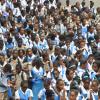 Jermaine Barnaby/Photographer
An overhead view of students at Edwin Allen celebrating Champs win at the school on Monday March 30, 2015.