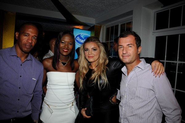 Winston Sill/Freelance Photographer
Offical opening of Everblazing Boutique, Bar and Lounge, held at Villa Ronai, Old Stony Hill Road on Tuesday night September 10, 2013. Here are Gary Dixon (left); Safia Cooper (second left); Milica Pesic (Mima) (second right), owner; and Ugo Fiorenzo (right).