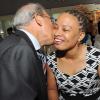 Rudolph Brown/ Photographer
Robert Levy, Chairman of Jamaica Broilers Group greets Dionne Jackson Miller President of PAJ at the Fair Play award of excellence 2013/2014 held at the Tera Nova Hotel, Kingston on September 16, 2014
