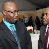 Rudolph Brown/ Photographer
Gary Allen, (left) Managing Director of the RJR Communications Group chat with Professor Hopeton Dunn at the Fair Play award of excellence 2013/2014 held at the Terra Nova Hotel, Kingston on September 16, 2014