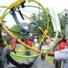Ian Allen/Photographer
Maleek Blackwood enjoys himself in the Happy Try while attending the Lasco 
Family Extravaganza at Hope Gardens on Boxing Day 2015.