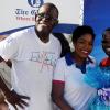 Lionel Rookwood/PhotographerThe Gleaner's Fit 4 Life Sweatfest at the Life Fit Training Centre, 15 3/4 Red Hills Road, St Andrew, with aerobics instructor O.J. O'Gilvie on Saturday, November 18, 2017. *** Local Caption *** Lionel Rookwood/PhotographerAhon Gray (right) wins a gift basket from Chas E. Ramson brand manager, Sherida Cohen. Sharing in the moment is Rainford Wint, Gleaner sales manager.