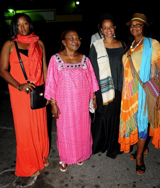 Winston Sill / Freelance Photographer
Launch of book 'Global Reggae' edited by Prof Carolyn Cooper, held at PULS8, Trafalgar Road on Sunday night February 17, 2013. Here are Tanean Smith (left); Peju Wilson (second left);  Mitzie Williams (second right); and Claudette Kemp.