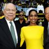 Norman Grindley/Chief Photographer
Youth and Culture Minister Lisa Hanna shares camera time with General Colin Powell (left) and Nation of Islam Leader Louis Farrakhan at yesterday's Independence Grand Gala at the National Stadium.

 August 6,2012.