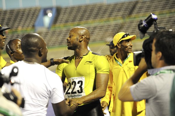 Ricardo Makyn/Staff Photographer
Asafa Powell Winner of the Mens  100 Meters   on Day two of the National Trials at the National Stadium on Friday 24.6.2011