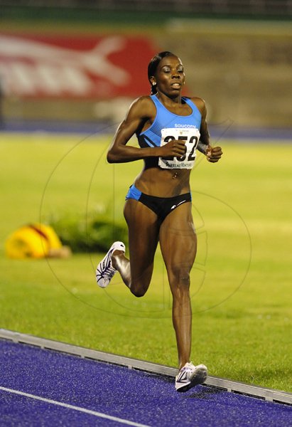 Ricardo Makyn/Staff Photographer
Kenia Sinclair Winner of the Womens 1500 Meters  on Day two of the National Trials at the National Stadium on Friday 24.6.2011
