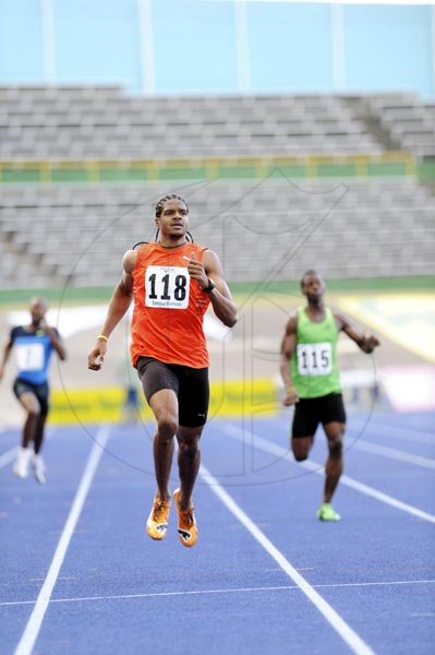Ricardo Makyn
National record holder Jermaine Gonzales winning his men's 400 metres heat in 46.61 seconds at yesterday's first day of the  JAAA/Supreme Ventures Limited National Senior Championships.