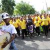 Norman Grindley / Chief Photographer
A member of the Steppers marching band leads the way on Duke Stree,t as they celebrate Jamaica day in Kingston, February 17, 2012.