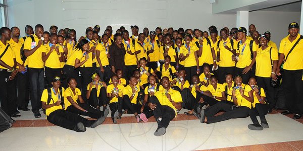 Ian Allen/Photographer
Jamaica team to the Carifta Games in the Norman Manley International Airport on their arrival home.