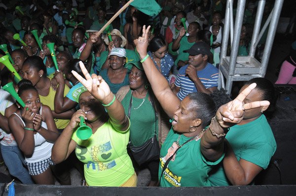 Gladstone Taylor/Photographer
Jamaica Labour Party supporters were out in their numbers for a rally in Richmond, St Mary last night.