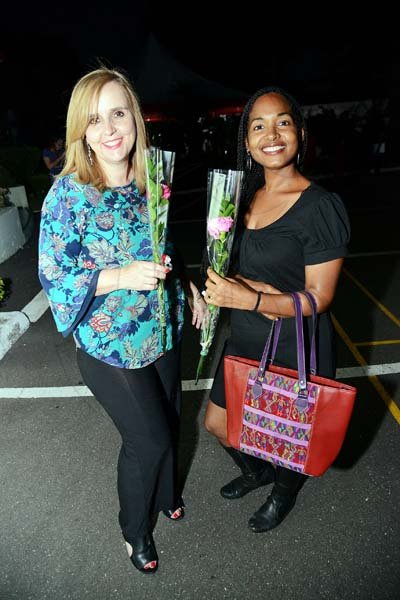 Rudolph Brown/ PhotographerJMMB IWD sip and paint at JMMB 6 Haughton Terrace Kingston on Thursday, March 8, 2018Claudia Briones and good friend Claudia Briones recieved roses upon entry to the event.
