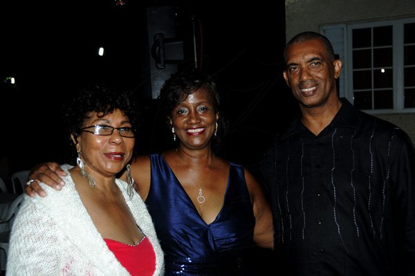 Winston Sill / Freelance Photographer
Prudence Kidd-Deans celebrates her 60th Birthday Party with Family and Friends, held at Churchill Avenue on Saturday night October 13, 2012. Here are Lucille Brodber (left); Prudence Kidd-Deans (centre); and Rev. Garnet Roper (right).