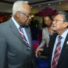 Rudolph Brown/Photographer
BUSINESS DESK
Lester Spaulding, (left) chairman of the RJR Group chat with Lascelles Chin (right), executive chairman of LASCO Affiliated Companies at the LASCO 2012-2013 Teacher and Principal of the Year Awards at the Wyndham Hotel in New Kingston on Tuesday, December 4, 2012