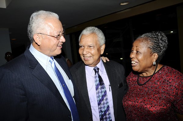 Rudolph Brown/Photographer
Delroy Chuck, (left) Minister of Justice chat with Fred Green and his wife Marva at the Lay Magistrates Association of Jamaica (Kingston Chapter) Annual Banquet at the Wyndam Kingston Hotel on Saturday, September 24-2011
