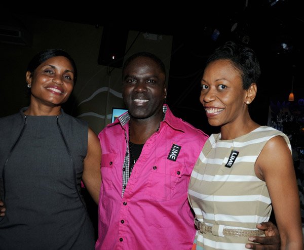 Winston Sill/Freelance Photographer
LIME Jamaica host reception to announce sponsorship of Comedy Shows, held at Fiction Lounge, Market Place, Constant Spring Road on Wednesday night May 22, 2013. Here are Kecia Taylor (left), Legal and Regulatory Advisor, LIME; Ity Ellis (centre), Entertainer; and Rochelle Cameron (right), Head of Legal and Regulatory, LIME.