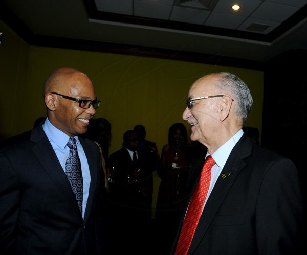 Winston Sill / Freelance Photographer
National Commercial Bank (NCB) 5th annual Nation Builder Wards Gala, held at the Jamaica Pegasus Hotel, New Kingston on Sunday night November 18, 2012. Here are Dennis Cohen (left); and Mike Fennell (right).