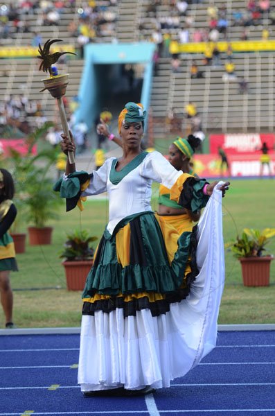 Ricardo Makyn/Staff Photographer
Performers at the openning ceremony for the Supreme Ventures JAAA National Senior Championship at the National Stadium  on Friday 29.6.2012