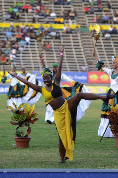 Ricardo Makyn/Staff Photographer
Performers at the openning ceremony for the Supreme Ventures JAAA National Senior Championship at the National Stadium  on Friday 29.6.2012