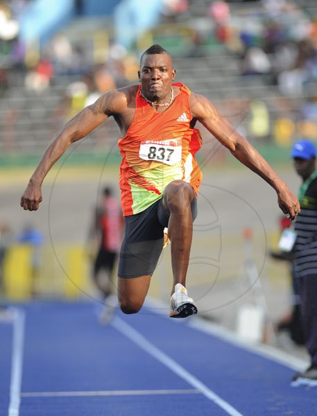 Ricardo Makyn/Staff Photographeer
Wilbert Walker in the Mens Triple Jump final    at the Supreme Ventures JAAA National Senior Championship at the National Stadium  on Friday 29.6.2012