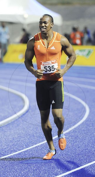 Ricardo Makyn/Staff Photographeer
Yohan Blake after winning the  Mens 100 Final in a personal best of 9.75 Seconds    at the Supreme Ventures JAAA National Senior Championship at the National Stadium  on Friday 29.6.2012