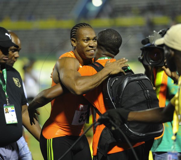 Ricardo Makyn/Staff Photographeer
Yohan Blake after winning the  Mens 100 Final in a personal best of 9.75 Seconds    at the Supreme Ventures JAAA National Senior Championship at the National Stadium  on Friday 29.6.2012