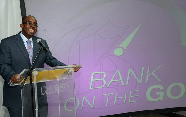 Winston Sill/Freelance Photographer
BUSINESS DESK:----- National Commercial Bank (NCB) official launch  of it's Bank of the future project, "Bank On The Go", held at the New Kingston Branch, Knutsford Boulevard  on Thursday night January 16, 2014. Here is Patrick Hylton, Group Managing Director,  NCB.