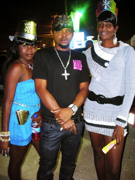 Sandy, left, Nuklear and Francine started their New Year’s Eve celebrations in Portmore.