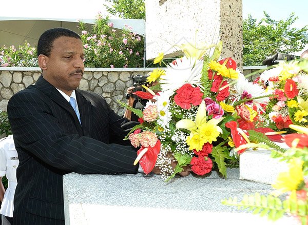 Ian Allen/Staff Photographer
Floral Tribute in honour of Norman Manley at National Heroes Park Commemorating the 120th Anniversary of his birth.
